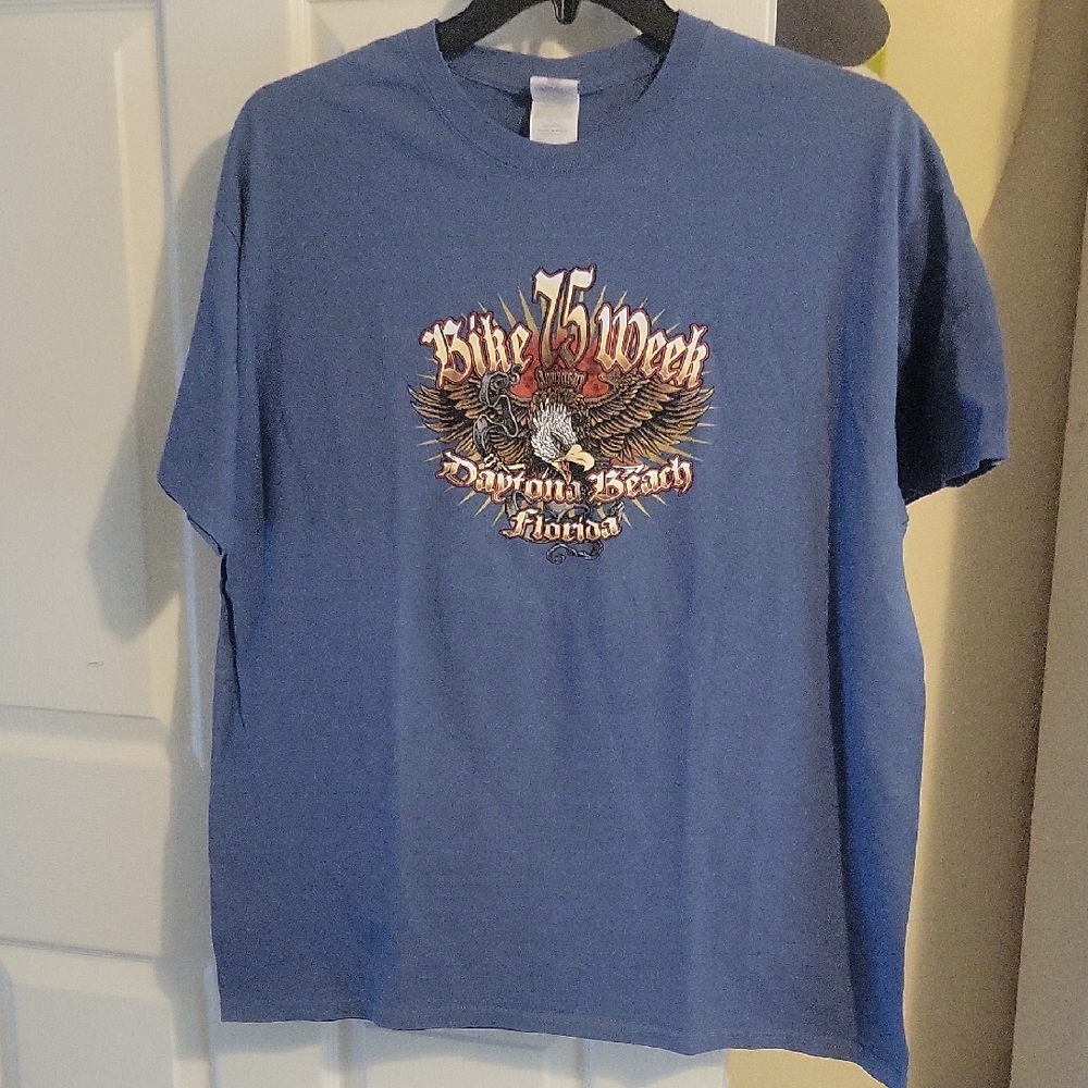 Gildan Blue SzXL 75TH Ann. Bike Week Daytona Beach Florida Graphic Tee